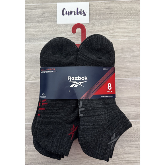 Reebok Value Pack 8 pairs Black Men’s Low Cut Socks Shoe Size 6-12 New - Picture 1 of 6